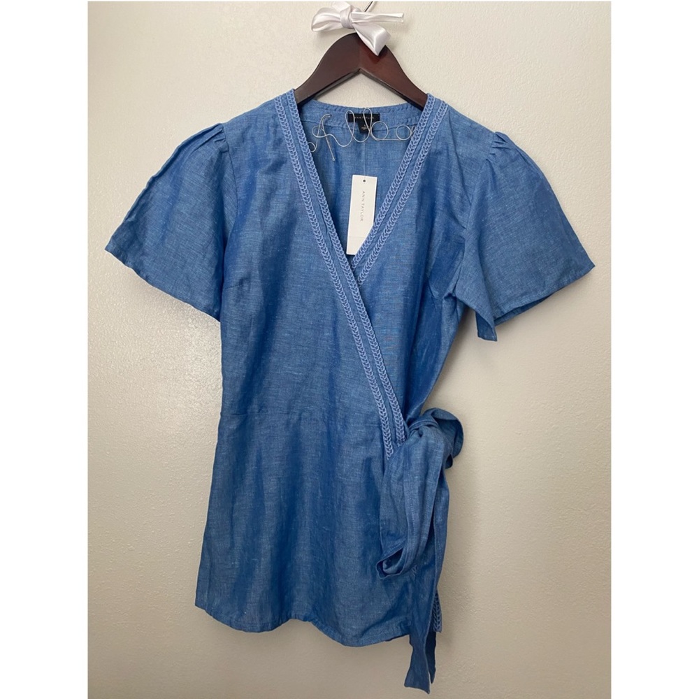 Ann Taylor blue wrap blouse